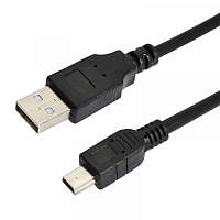  Кабель USB-A – mini USB, 1А, 0,2м, ПВХ, черный REXANT