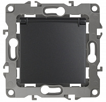  12-2103-05 ЭРА Розетка 2P+E Schuko со шторками с крышкой, 16A-250В, IP20, Эра12, антрацит (10/100/21
