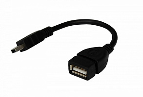  Кабель USB OTG, шт. mini USB – гн. USB-A, 2,4A, 0,15м, ПВХ, черный REXANT