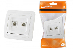  Розетка компьютерная RJ-45 + TФ (RJ-11) белая "Валдай" TDM