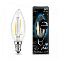  Лампа Gauss Filament Свеча 5W 450lm 4100К Е14 диммируемая LED 1/10/50
