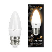  Лампа Gauss Свеча 6.5W 520lm 3000К E27 LED 1/10/100