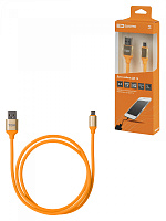  Дата-кабель, ДК 13, USB - micro USB, 1 м, силиконовая оплетка, оранжевый, TDM