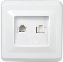  VEGA Розетка 2-местная RJ11/RJ45 РК/Т12-ВБ белый IEK