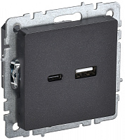  BRITE Розетка USB A+C 18Вт РЮ11-1-БрЧ черный IEK