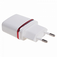  Сетевое зарядное устройство USB (СЗУ) (5 V, 1000 mA) белое с красной полоской REXANT