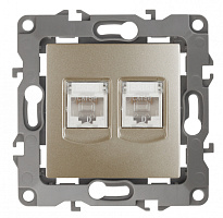  12-3108-04 ЭРА Розетка информационная двойная 2XRJ45, IP20, Эра12, шампань (10/100/2500)