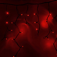  Гирлянда светодиодная Бахрома (Айсикл) 5,6x0,9м 240 LED КРАСНЫЙ черный каучук, IP67 3,3мм постоянное свечение 230В блок в комплекте NEON-NIGHT