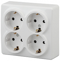  11-2211-01 ЭРА Розетка 4х2P+E Schuko со шторками, 16A-250В, IP20, ОУ, Эра Эксперт, белый (8/80/1600)