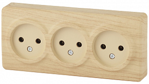  11-2207-11 ЭРА Розетка 3х2P, 16A-250В, IP20, ОУ, Эра Эксперт, сосна (8/80/1600)