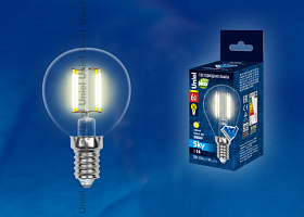  LED-G45-6W/WW/E14/CL PLS02WH Лампа светодиодная. Форма "шар", прозрачная. Серия Sky. Теплый белый свет. Картон. ТМ Uniel.