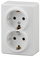  11-2206-01 ЭРА Розетка 2х2P+E Schuko со шторками, 16A-250В, IP20, ОУ, Эра Эксперт, белый (12/120/1920)