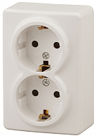  11-2205-02 ЭРА Розетка 2х2P+E Schuko, 16A-250В, IP20, ОУ, Эра Эксперт, сл.кость (12/120/1920)