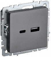  BRITE Розетка USB A+C 18Вт РЮ11-1-БрС сталь IEK