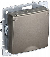  BRITE Розетка 1-местная с заземлением с защитными шторками и крышкой 16А IP44 РСбш10-3-44-БрШ шампань IEK