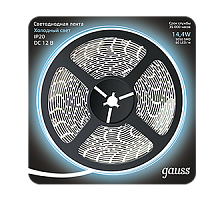  Лента Gauss LED 5050/60-SMD 14.4W 12V DC холодный белый (блистер 5м) 1/50