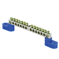  Шина "0" N (6x9мм) 14 отв. цинк 2 синих угловых изолятора EKF PROxima