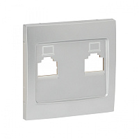  Валенсия лицевая панель розетки RJ-45 2-местная сталь EKF PROxima