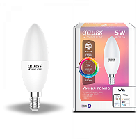  Лампа Gauss Smart Home С37 5W 470lm 2700-6500К Е14 RGBW+изм.цвет.темп.+диммирование LED 1/10/40