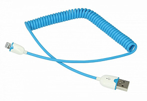  USB-Lightning кабель для iPhone/PVC/spiral/blue/1m/REXANT