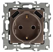  12-4109-13 ЭРА Розетка 2P+E 16A-250В, штор. с 2xUSB 5В-3А, Эра12, бронза (10/100/2000)