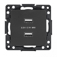  Стокгольм Механизм Розетки USB 2-местной 2,1А винтовые клеммы черный EKF PROxima