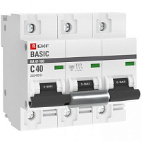  Автоматический выключатель 3P 40А (C) 10kA ВА 47-100 EKF Basic
