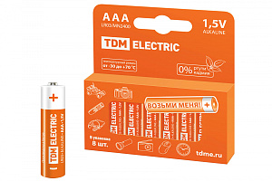  Элемент питания LR03 AAA Alkaline 1,5V PAK-8 TDM