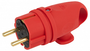  Вилка ЭРА VX11-R-IP44 каучуковая c заземлением 16А IP44 с кольцом угловая красная