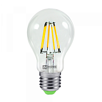  Лампа светодиодная LED-A60-deco 11Вт 230В Е27 6500К 1160Лм прозрачная IN HOME