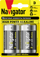  Элемент питания алкалиновый D/LR20 94 755 NBT-NE-LR20-BP2 (блист.2шт) NAVIGATOR 94755