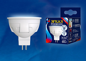  LED-JCDR 6W/NW/GU5.3/FR PLP01WH Лампа светодиодная. Форма «JCDR», матовая. Серия ЯРКАЯ. Белый свет (4000K). Картон. ТМ Uniel