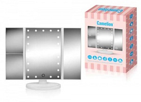  Camelion M217-DL  C01 бел.(Зеркало C LED подсветк.,1x/2x/3x-увелич., дневн.свет, 5Вт,4*LR03 / USB)
