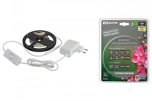  Комплект светодиодной ленты SMD2835-60 LED/м-12 В-4,8 Вт/м-IP20-3000 К (3 м), 18 Вт TDM