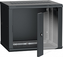  ITK Шкаф LINEA W 9U 600х450мм дверь стекло черный RAL9005