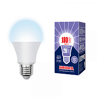  LED-A65-20W/DW/E27/FR/NR Лампа светодиодная. Форма "A", матовая. Серия Norma. Дневной белый свет (6500K). Картон. ТМ Volpe