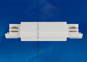  UBX-A12 WHITE 1 POLYBAG Соединитель для шинопроводов прямой внешний. Трехфазный. Цвет — белый. Упаковка — полиэтиленовый пакет.