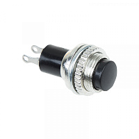  Выключатель-кнопка металл 220V 2А (2с) OFF-(ON) Ø10.2 черная Mini (RWD-213) REXANT