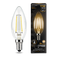  Лампа Gauss Filament Свеча 11W 810lm 2700К Е14 LED 1/10/50