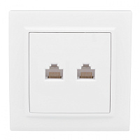  Розетка RJ-45 2-местная СП Минск белая EKF