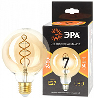  Лампочка светодиодная ЭРА F-LED G95-7W-824-E27 spiral gold E27 / Е27 7Вт филамент шар золотистый теплый белый свет