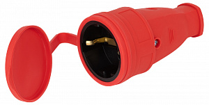  Розетка ЭРА RX10-R-IP44 каучуковая c заземлением 16А IP44 прямая красная