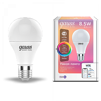  Лампа Gauss Smart Home A60 8,5W 806lm 2700-6500К E27 RGBW+изм.цвет.темп.+диммирование LED 1/10/40