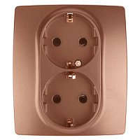  12-2104-14 ЭРА Розетка 2X2P+E Schuko со шторками, 16A-250В, IP20, Эра12, медь (6/60/1500)
