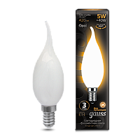  Лампа Gauss Filament Свеча на ветру 5W 420lm 2700К Е14 milky LED 1/10/50