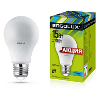  Ergolux LED-A60-15W-E27-4K (Эл.лампа светодиодная ЛОН 15Вт Е27 4500К 220-240В, ПРОМО)