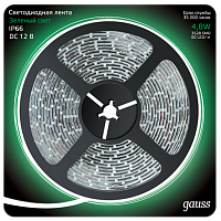  Лента Gauss LED 2835/60-SMD 4.8W 12V DC зеленый IP66 (блистер 5м)