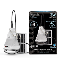  Лампа Gauss A60 3W 130lm 4000K E27 с солнечной панелью LED 1/40