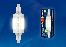  LED-J78-6W/WW/R7s/CL PLZ06WH Лампа светодиодная. Прозрачная. Теплый белый свет. Картон. ТМ Uniel.
