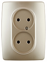  12-2107-04 ЭРА Розетка 2X2P, 16A-250В, IP20, Эра12, шампань (10/100/1600)